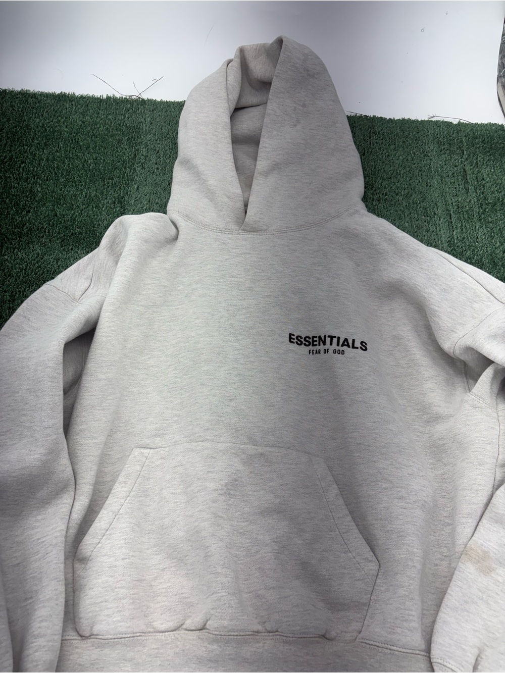 Essentials Light Gray Crewneck Hoodie with Subtle Logo
